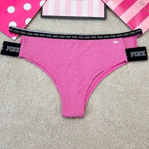 New Victoria’s Secret PINK Ribbed Cotton Logo Straps Cheekster Panties Large L